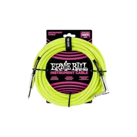 Ernie Ball 10FT BRAIDED INSTRUMENT CABLE STRAIGHT/ANGLE NEON YELLOW